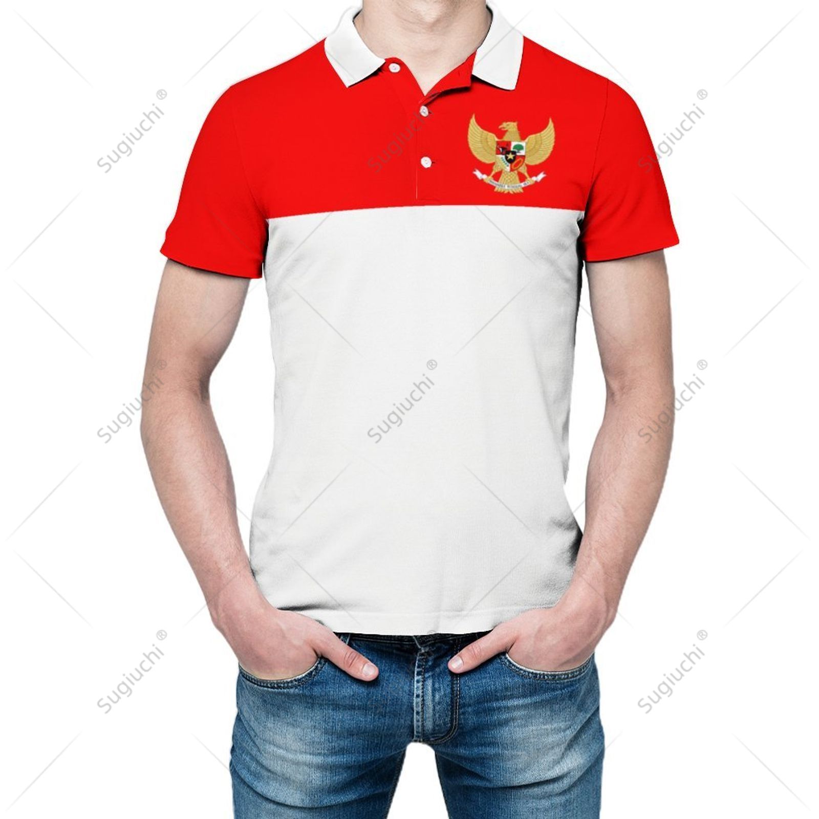 3D Printing Indonesia - Unisex Polo Shirt Indonesia Flag 3D