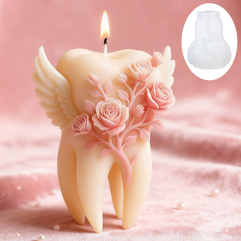 3D Printing Concrete - Wings Tooth Candle Silicone Mold 3D