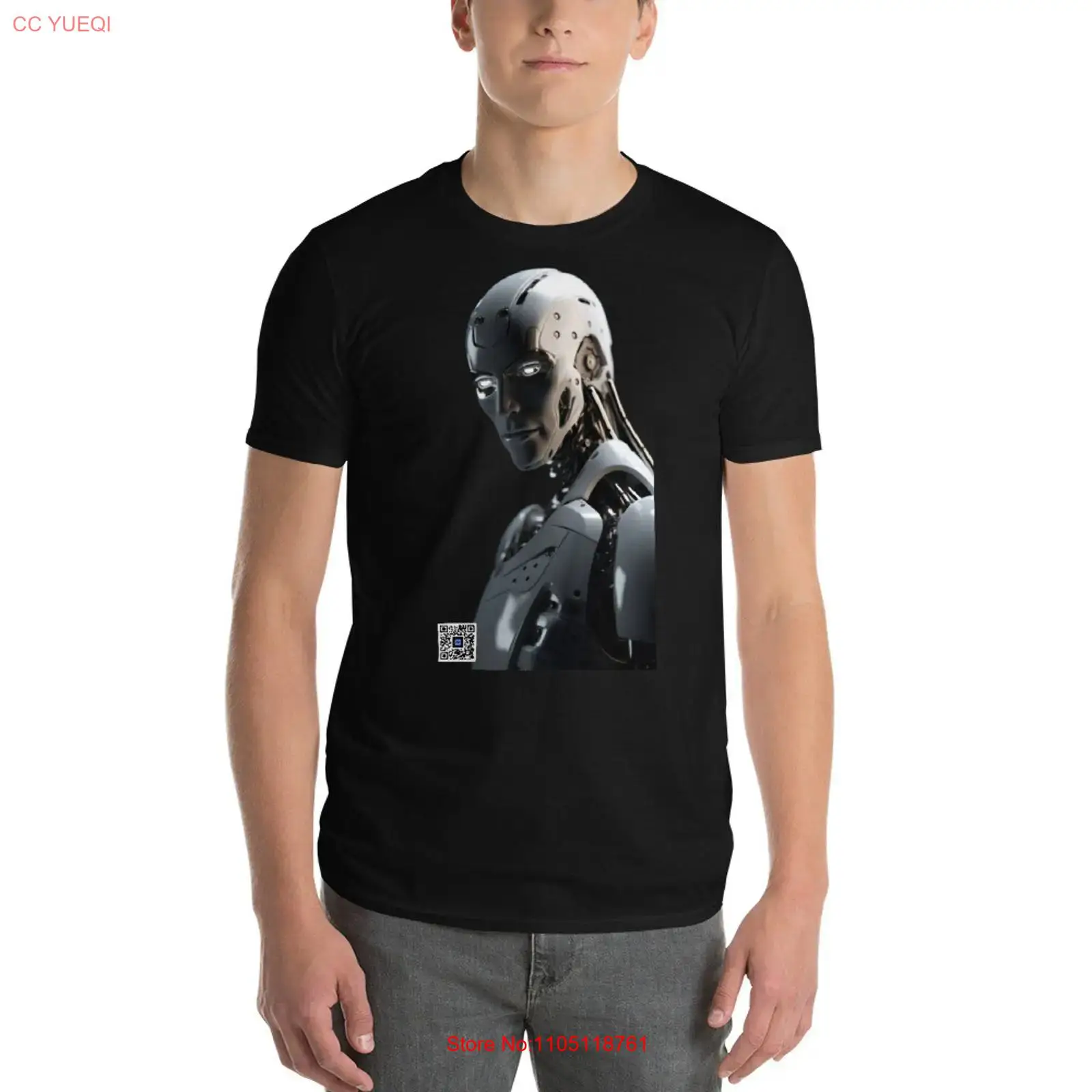 3D Printing Qr Code - Robot T Shirt smartphone camera scannable