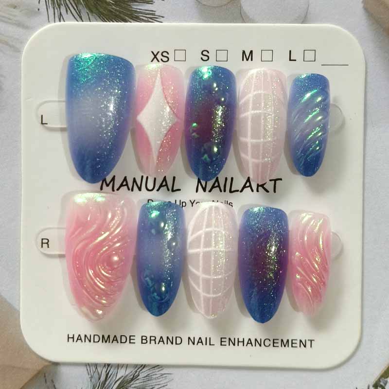 3D Printing Nails - 10Pcs Sparkling Cat Eye Wearing Armor