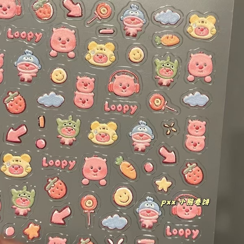 Loopy 3D embossed sticker, tra - 3D Printing Nails 评论和价格