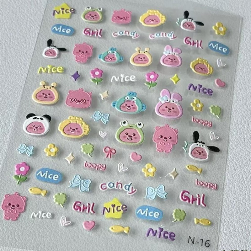 Loopy 3D embossed sticker, tra - 3D Printing Nails 评论和价格