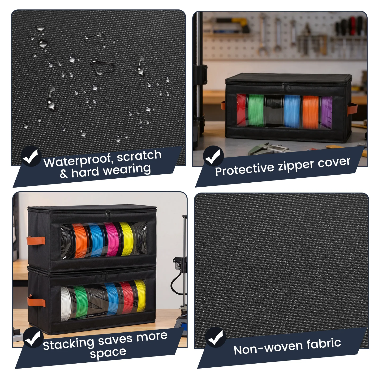 4Pcs Filament Storage Box Larg - 3D Printing Deck Box 评论和价格