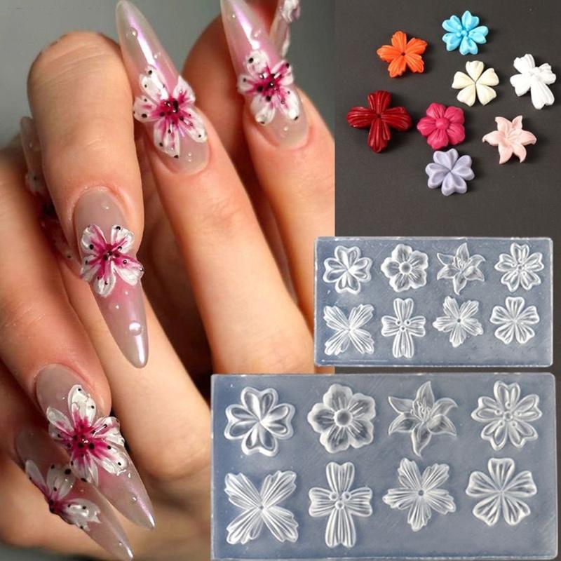 New Flower Nail Art Mold 3D Si - 3D Printing Nails 评论和价格