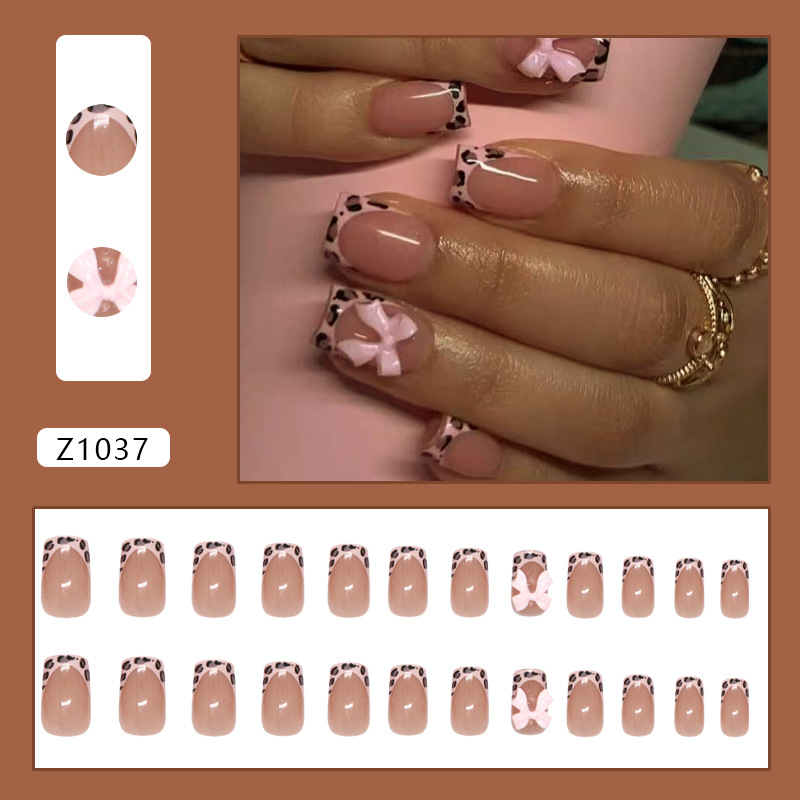 Pink Leopard Print French Tip  - 3D Printing Nails 评论和价格
